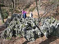 Climbing sponge rock--look out for the holes