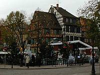 The market tucked under some beautiful buildings