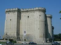 The imposing walls of the castle