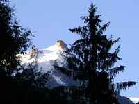 The snow capped peak of the Aiguille du Midi