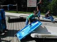 Alex getting his sled into position