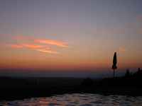 Sunset over the swimming pool