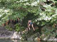 Climbing up to make a cliff dive